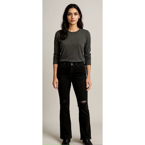 Sneak Peak Black Distressed Knee Bootcut Jeans 29 - Picture 1 of 12